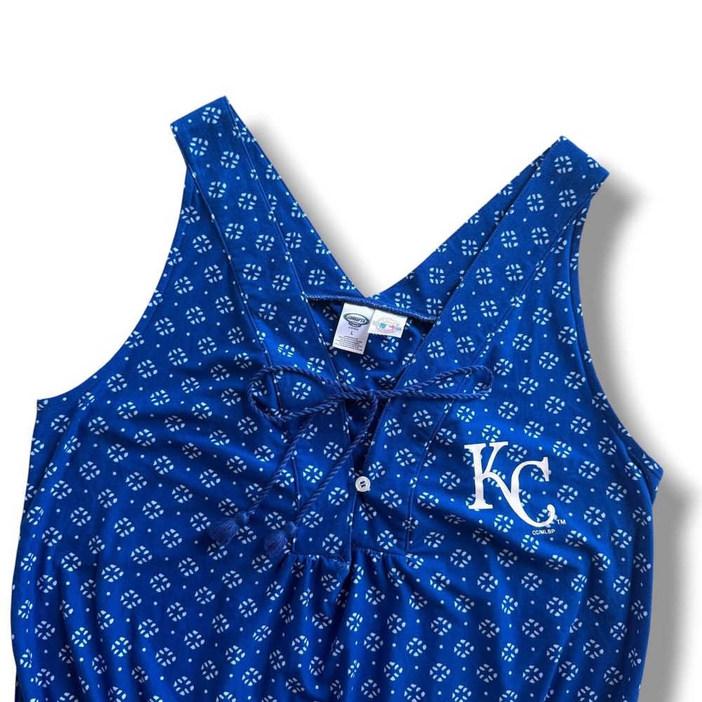Concepts Sport MLB Womens L Blue White Geometric Kansas City Royals Sleep Romper